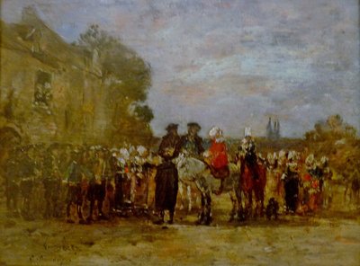 Ranskalainen:  Noce à Quimper Häät Quimperissä tekijältä Eugene Louis Boudin