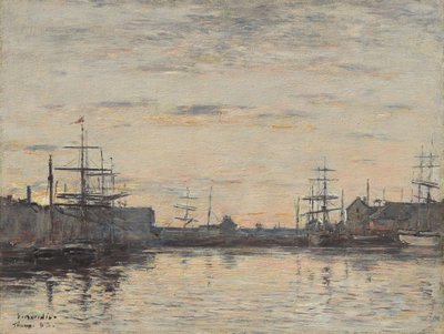 Saksa: Fécamp. Satama-allas Fécamp: Sisäsatama. tekijältä Eugene Louis Boudin