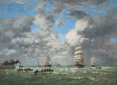 Le Havren satamasta lähteminen / laivaus (Le Havre, sortie du port) tekijältä Eugene Louis Boudin