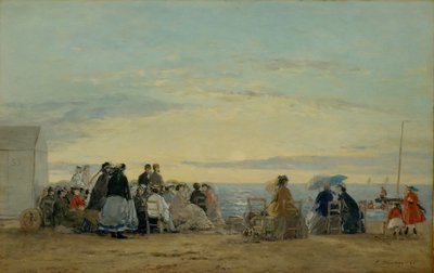 Rannalla, auringonlasku tekijältä Eugene Louis Boudin