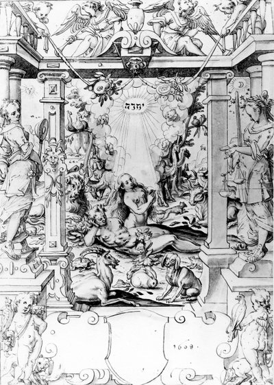 Adam ja Eeva, 1609 (kynä ja muste) tekijältä European School