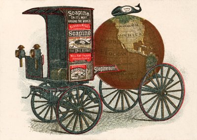 Mainos Soapine, "The Dirt Killer" - amerikkalainen 1800-luvun puhdistusaine (chromolitho) tekijältä European School