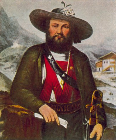 Andreas Hofer, Tirolin kapinan johtaja ranskalaisia vastaan (värilitografia). tekijältä European School