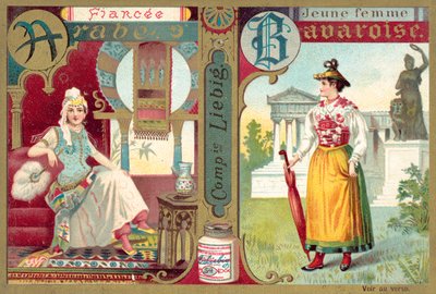 Arabi morsian ja nuori baijerilainen nainen (chromolitho) tekijältä European School