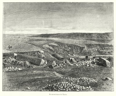 Muinaisen egyptiläisen Tanisin kaupungin (litho) arkeologiset kaivaukset tekijältä European School