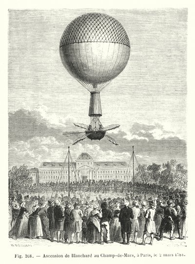 Blanchardin nousu Champ-de-Marsille, Pariisissa, 2. maaliskuuta 1784 tekijältä European School