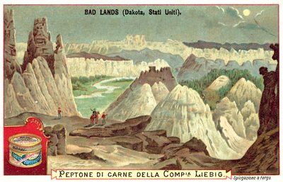 Badlands, Etelä-Dakota, Yhdysvallat (chromolitho) tekijältä European School