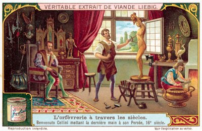Benvenuto Cellini viimeistelee Perseuksen patsaan Medusan pään kanssa tekijältä European School