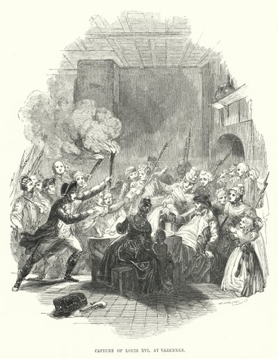 Ludvig XVI:n vangitseminen Varennesissa (kaiverrus) tekijältä European School