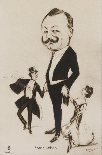 Franz Leharin sarjakuvamuotokuva (litografia) tekijältä European School