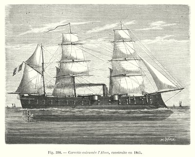 Panssarikorvetti Alma, rakennettu vuonna 1865 (kaiverrus) tekijältä European School