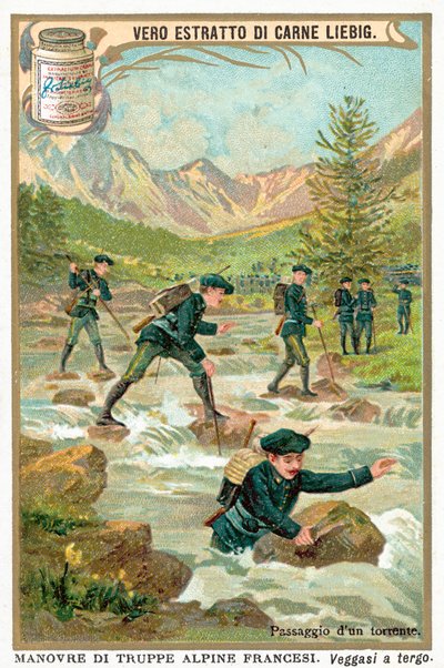 Vuoristovirran ylittäminen (chromolitho) tekijältä European School
