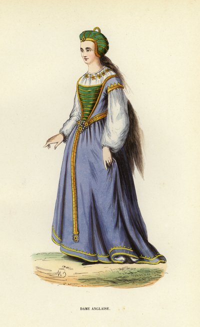 Dame Anglaise (värillinen kaiverrus) tekijältä European School