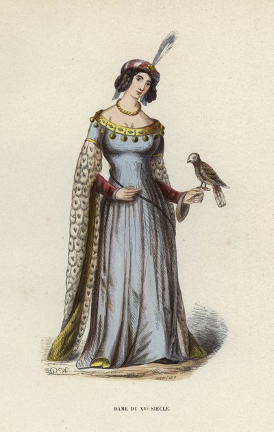 Lady Of The 15th Century (värillinen kaiverrus) tekijältä European School