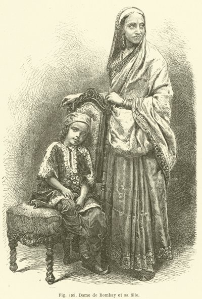 Lady of Bombay ja hänen tyttärensä (kaiverrus) tekijältä European School