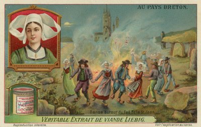 Tanssii tulen ympärillä Johanneksen aattona (juhannus) (chromolitho) tekijältä European School