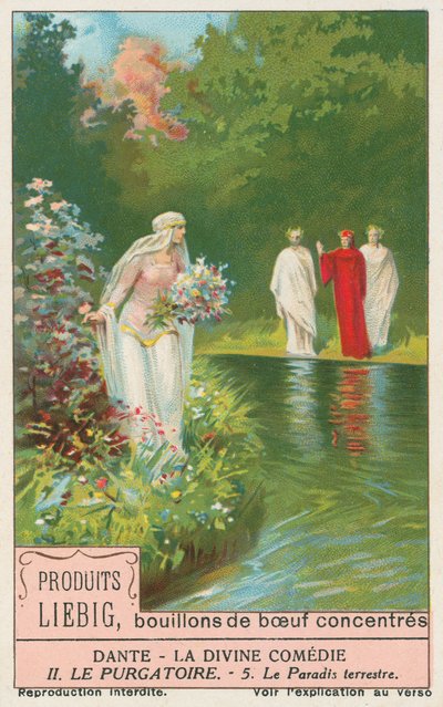 Dante, Jumalainen komedia, Liebig-kortti, 1900-luvun alku (kromo) tekijältä European School