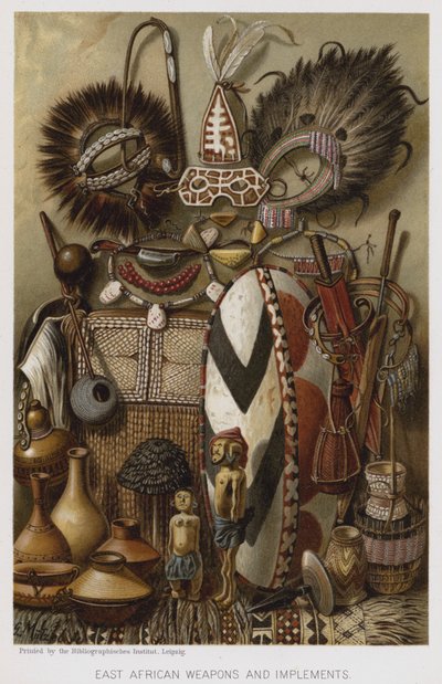 Itä-Afrikan aseet ja välineet (chromolitho) tekijältä European School