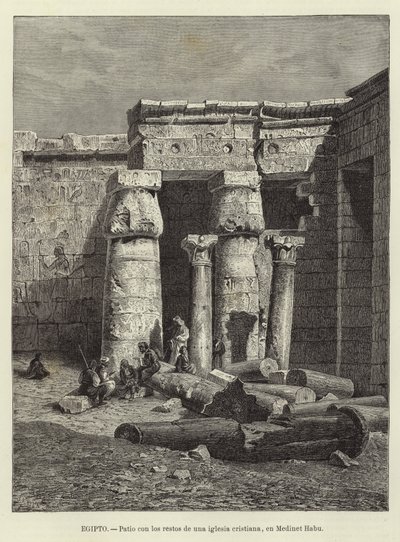 Egypti - Sisäpiha, jossa on kristillisen kirkon jäännöksiä Medinet Habussa tekijältä European School