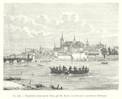Kokemus Newassa, M Jacobi, vuonna 1839, sähkömoottorilla (kaiverrus) tekijältä European School