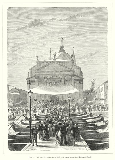Redentoren festivaali, veneiden silta Giudeccan kanavan yli (kaiverrus) tekijältä European School