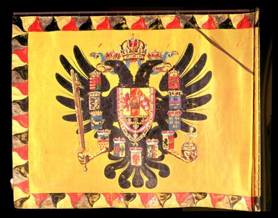 Habsburgien keisarillisen dynastian lippu, noin 1700 (maalattua silkkiä). tekijältä European School