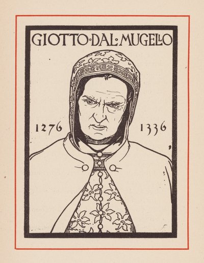 Giotto, italialainen keskiaikainen taiteilija (litografia) tekijältä European School