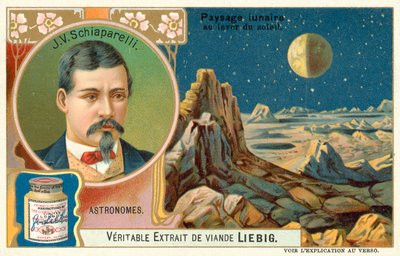 Giovanni Schiaparelli ja Kuun pinta auringonnousun aikaan (chromolitho) tekijältä European School