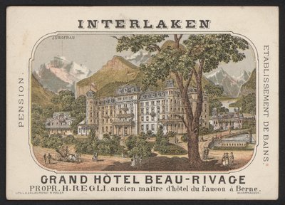 Grand Hotel Beau-Rivage, Interlaken (värillinen kaiverrus) tekijältä European School