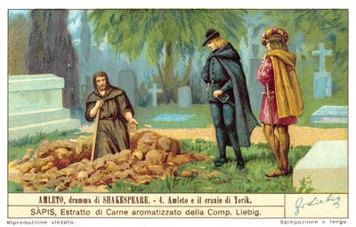 Hamlet pohtii Yorickin kalloa (chromolitho) tekijältä European School