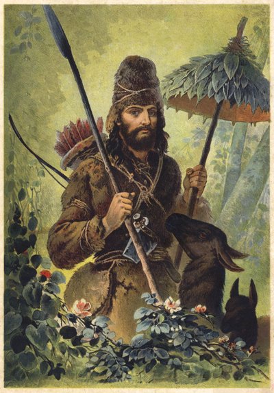 Kuvitus Robinson Crusoe -teokseen (värilitro) tekijältä European School