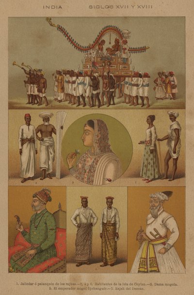 Intia, 1600- ja 1700-luvut (väri litho) tekijältä European School