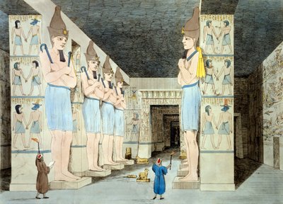 Rameses-temppelin sisustus Abu Simbelissä (värillinen etsaus) tekijältä European School