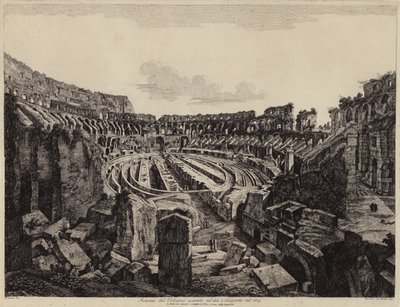 Rooman Colosseumin sisätilat, kaivettu vuonna 1813 ja avattu vuonna 1814 (kaiverrus) tekijältä European School