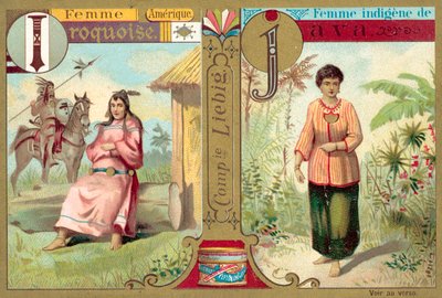 Irokeesit ja jaavalaiset naiset (chromolitho) tekijältä European School