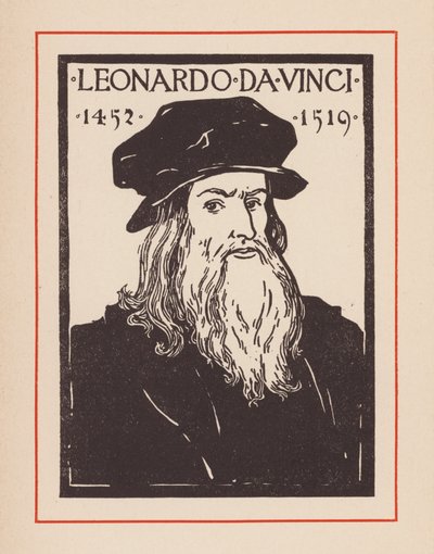 Leonardo da Vinci, italialainen renessanssin moniottelija (litografia) tekijältä European School