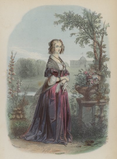Louise of Orleans, Belgian kuninkaan Leopold I:n kuningatar puoliso (värillinen kaiverrus) tekijältä European School
