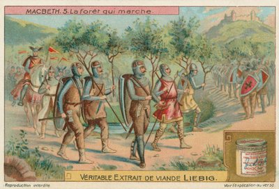 Macbeth. Metsä, joka marssi, Liebig-kortti, 1900-luvun alku (kromo). tekijältä European School