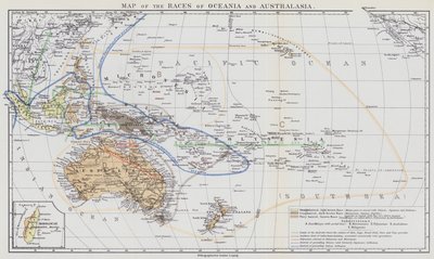 Oseanian ja Australaasian rotujen kartta (värilitra) tekijältä European School