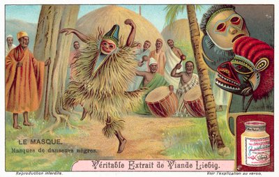 Afrikkalaisten tanssijoiden naamiot (chromolitho) tekijältä European School