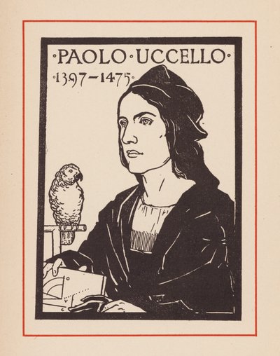 Paolo Uccello, italialainen keskiaikainen taiteilija ja matemaatikko (litografia). tekijältä European School