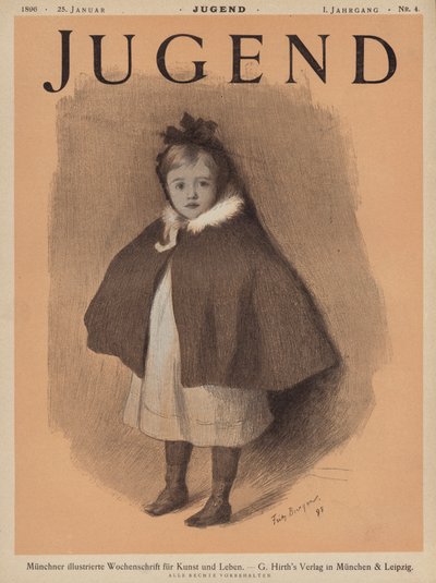 Muotokuva pienestä tytöstä, jolla on viitta (väri litho) tekijältä European School