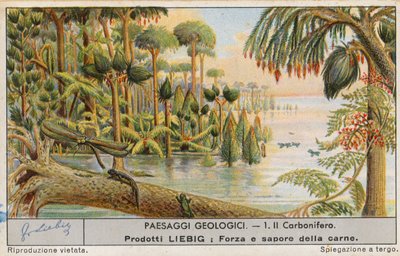 Esihistoriallinen maailma, Liebig-kortti, 1900-luvun alku (kromo) tekijältä European School