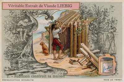 Robinson Crusoe rakentamassa mökkiään tekijältä European School