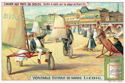 Hiekkapurjehdus rannalla Biarritzissa (chromolitho) tekijältä European School