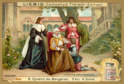 Kohtaus Cyrano de Bergeracista (chromolitho) tekijältä European School