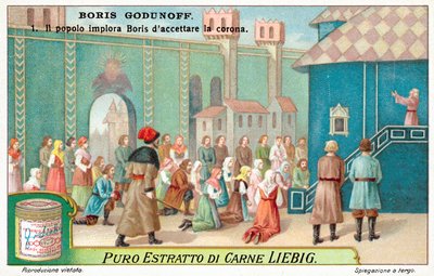Kohtaus Modest Mussorgskin oopperasta Boris Godunov (chromolitho) tekijältä European School