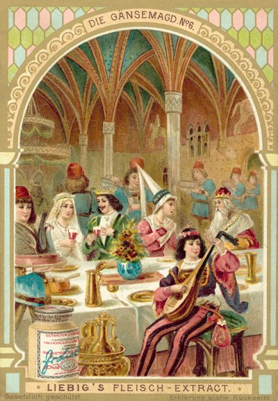 Kohtaus Grimmin veljesten sadusta Hanhityttö (chromolitho) tekijältä European School