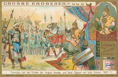 Tamburlaine valloittaa Bajazethin, Liebig-kortti, 1900-luvun alku (kromo) tekijältä European School