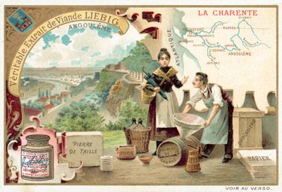 Charente ja näkymä Angoulemelle (chromolitho) tekijältä European School
